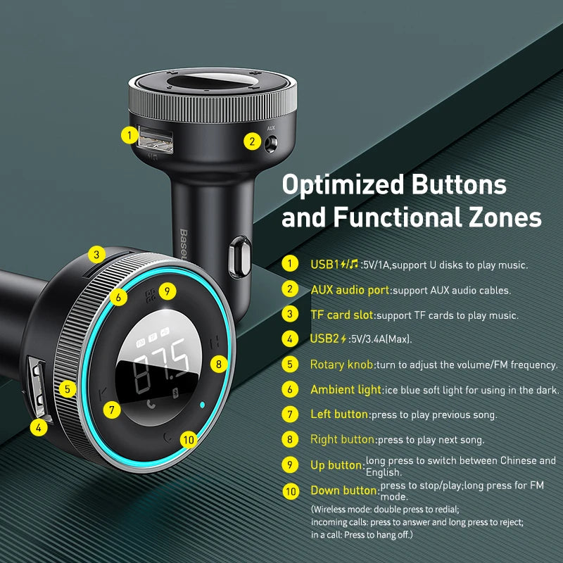 FM-Transmitter Bluetooth 5.0 mit USB-Ladegerät – SwissGlanzGarage Ansicht 6