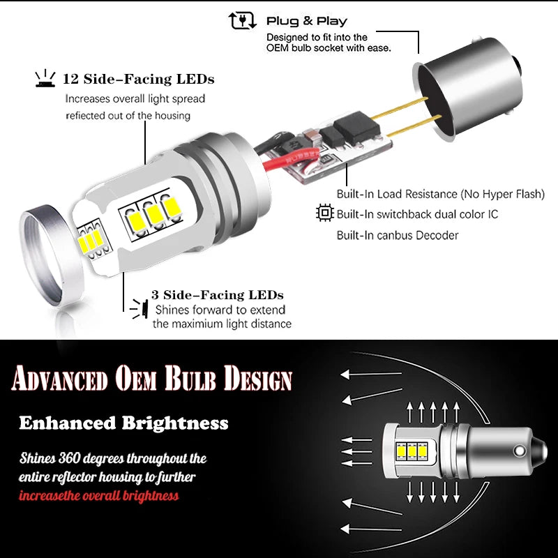 AUXITO Canbus T15 LED W16W Rückfahrlicht 6000K 12 V – SwissGlanzGarage Ansicht 2