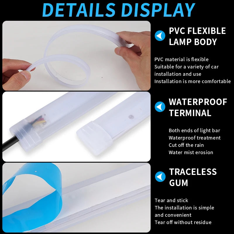 Flexible wasserdichte LED Tagfahrlicht-Streifen – SwissGlanzGarage Ansicht 2