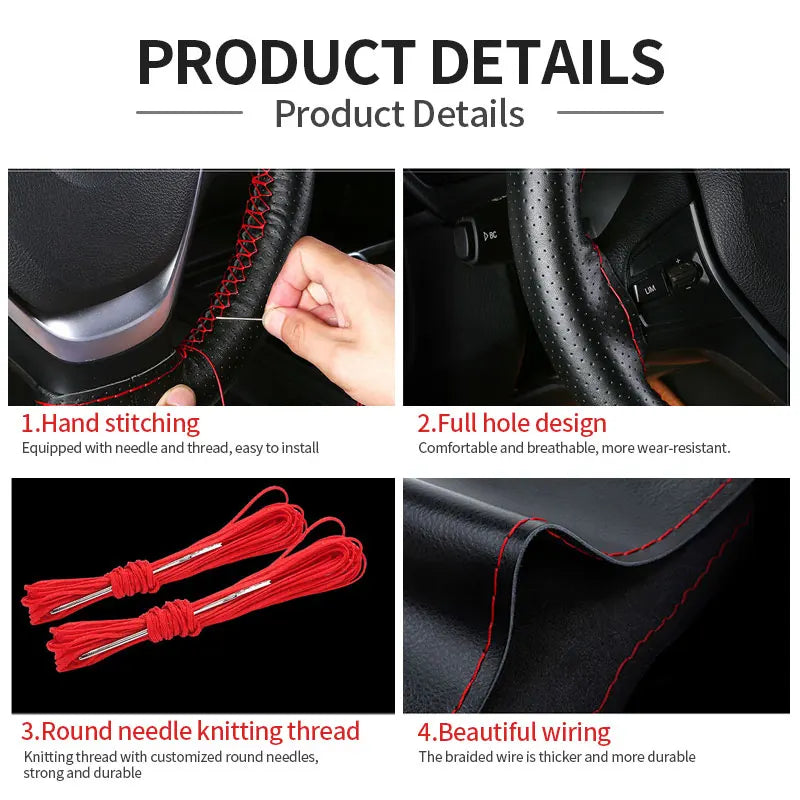 SEAMETAL Leder Lenkradbezug Atmungsaktiv 37 cm – SwissGlanzGarage Ansicht 5