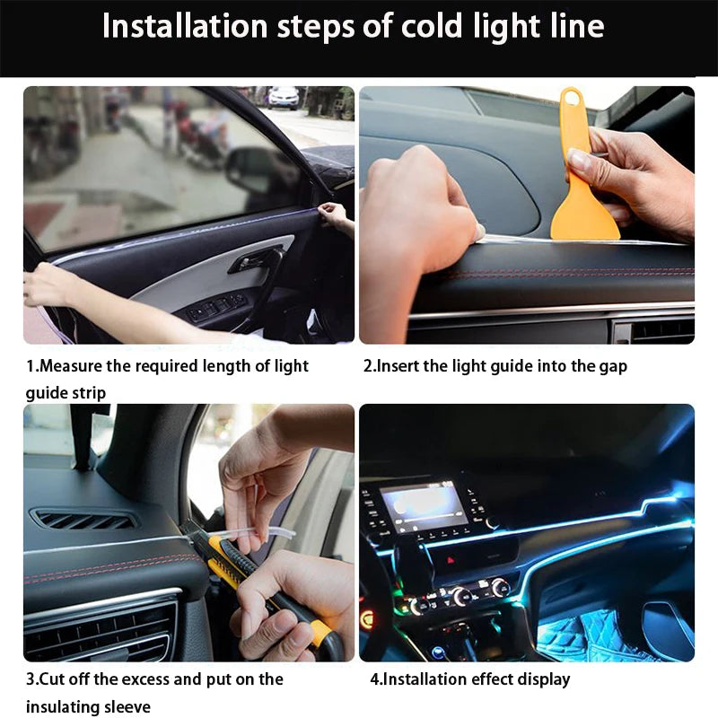1/2/3/4/5M RGB Auto Innen Umgebungs LED Licht Streifen Unsichtbare