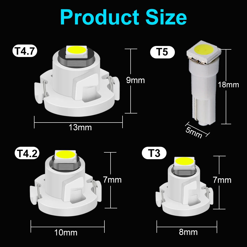 10x T5 T3 T4.2 T4.7 LED Auto-Innenraumlampe – SwissGlanzGarage Ansicht 5