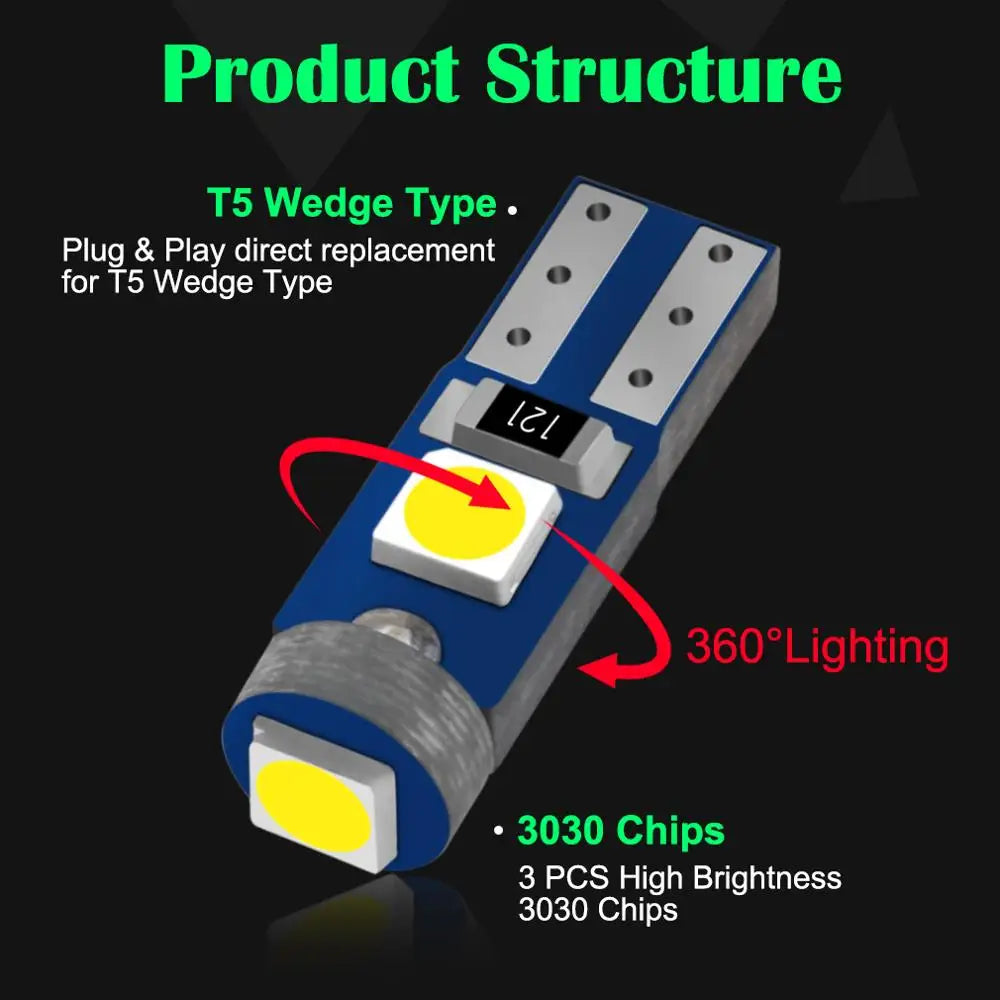 T5 LED-Birne W3W W1.2W Canbus Innenraumbeleuchtung – SwissGlanzGarage Ansicht 3