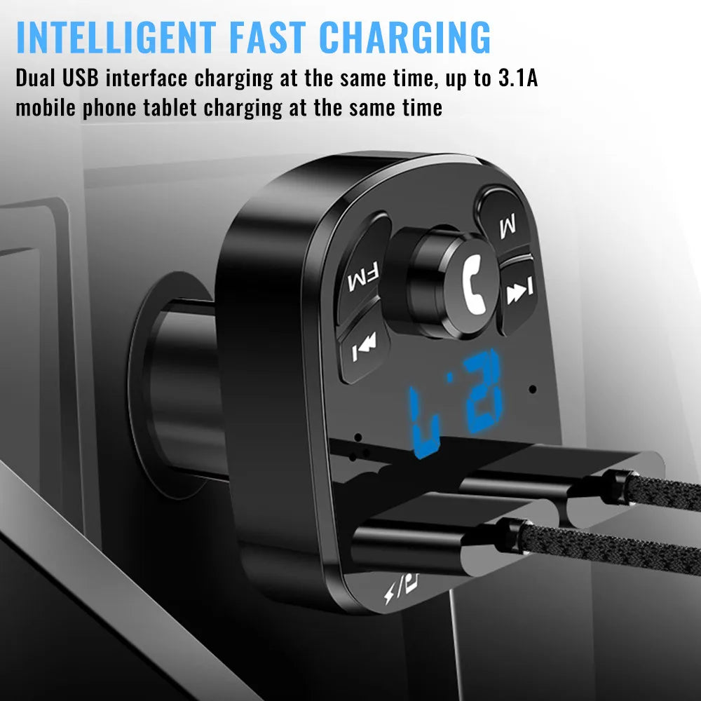 Bluetooth 5.0 FM-Transmitter USB-C Ladegeraet – – SwissGlanzGarage Ansicht 3