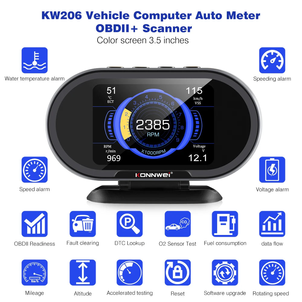 KONNWEI KW206 OBD2 Auto On-Board Computer – SwissGlanzGarage Ansicht 3