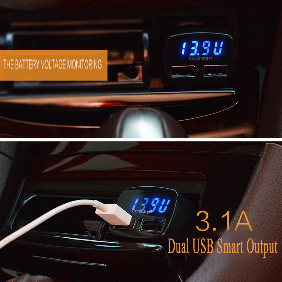 4 In 1 Auto Ladegerät 3.1A Dual USB LCD Display – SwissGlanzGarage Ansicht 6