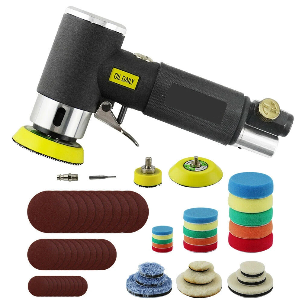 WENXING Mini Druckluft-Exzenterschleifer Pneumatik-Set für Autoaufbereitung