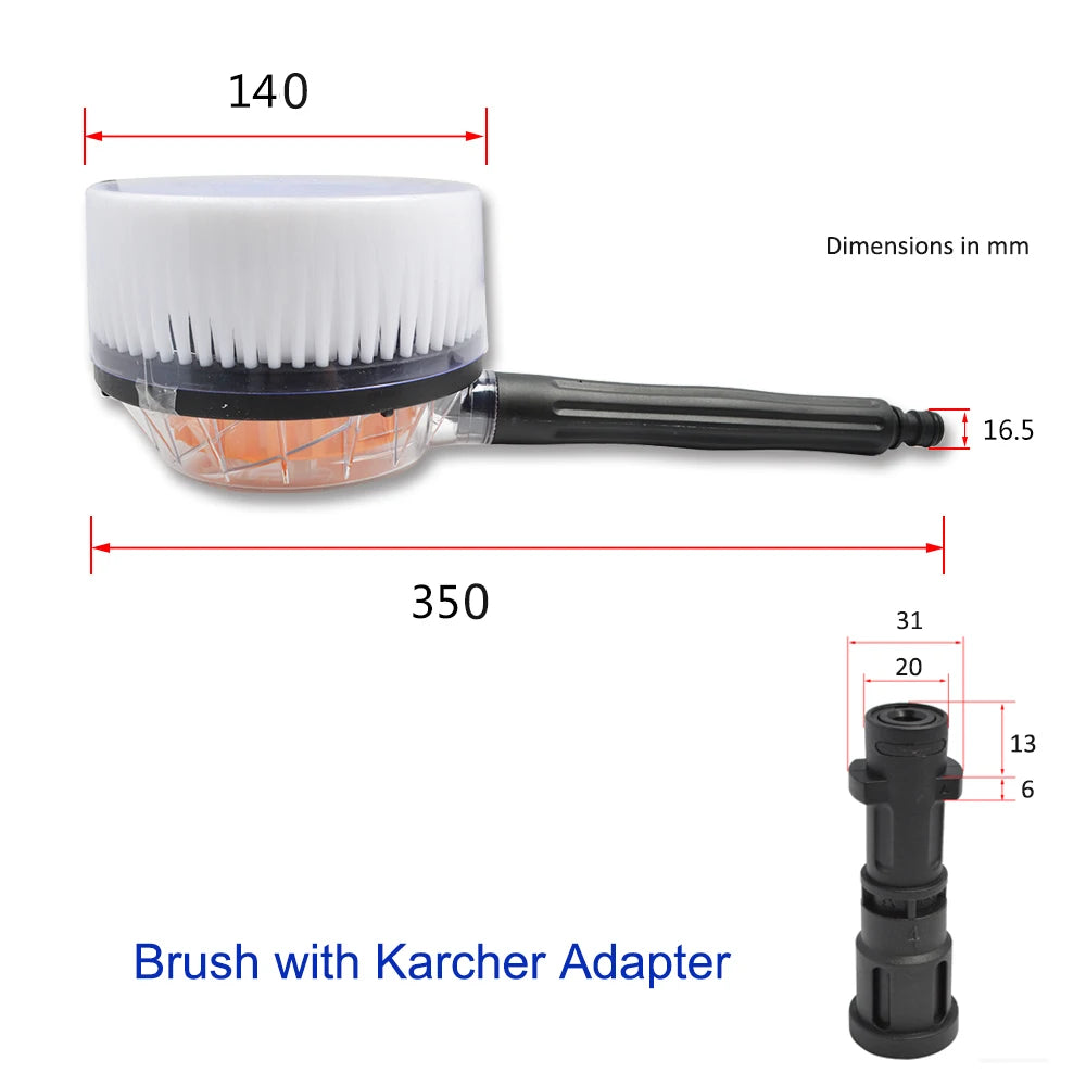 Rotary Round Brush Water Cleaning Washing Brush Rigid for Karcher K K3 K4 K5 K6 K7 High Pressure Washer Car Washing
