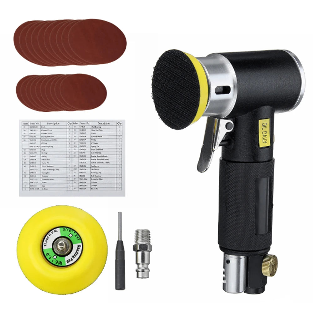 WENXING Mini Druckluft-Exzenterschleifer Pneumatik-Set für Autoaufbereitung