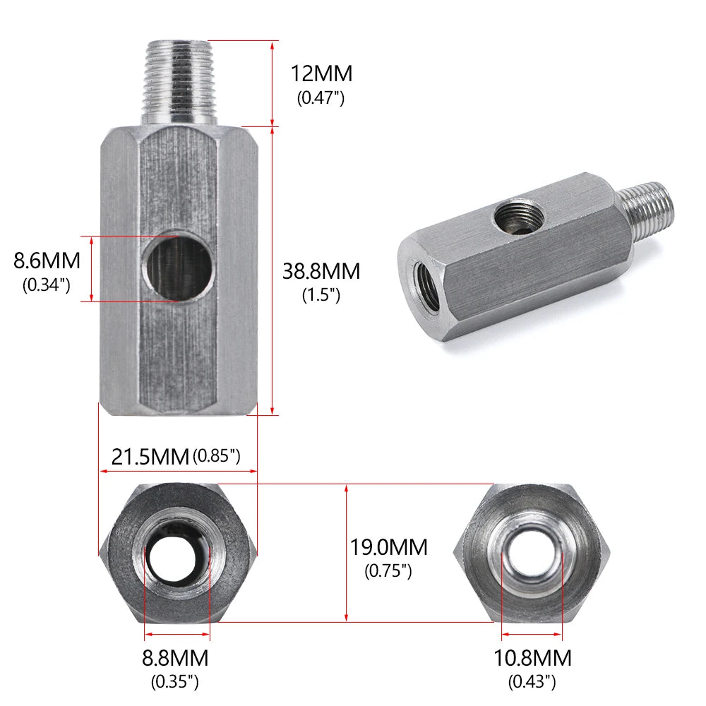 Edelstahl 1/8'' BSPT Öl-Drucksensor Tee-Adapter – SwissGlanzGarage Ansicht 5