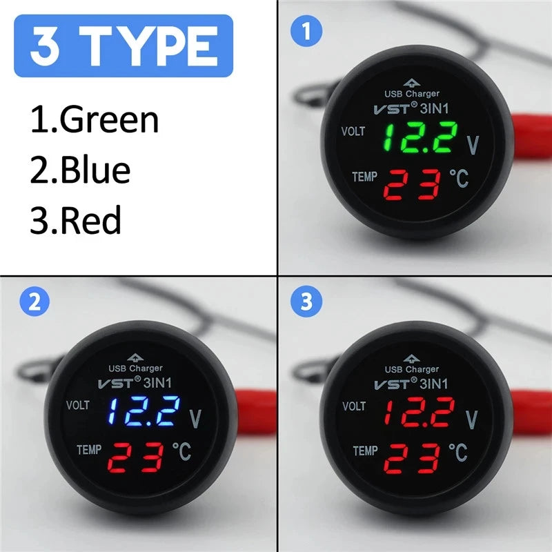 3 in 1 DC 12V/24V LED Digital Meter USB Ladegerät – SwissGlanzGarage Ansicht 5