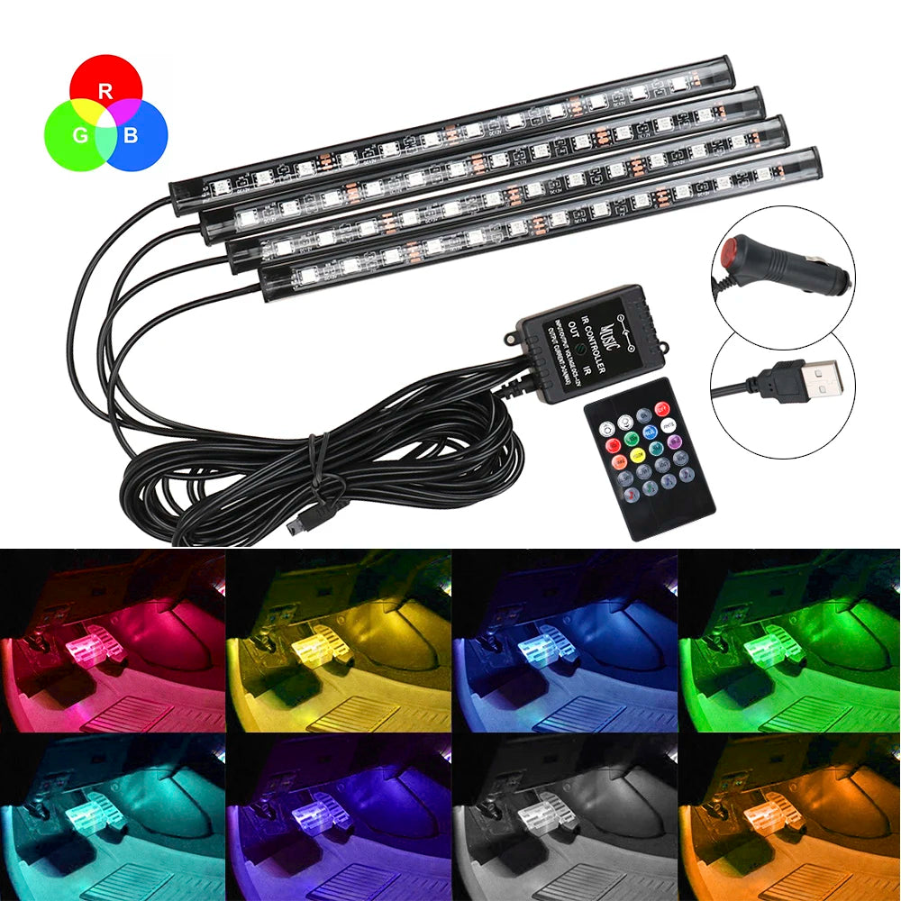 Universal Auto RGB Umgebungs Lichter LED Streifen Innen Lampen 8