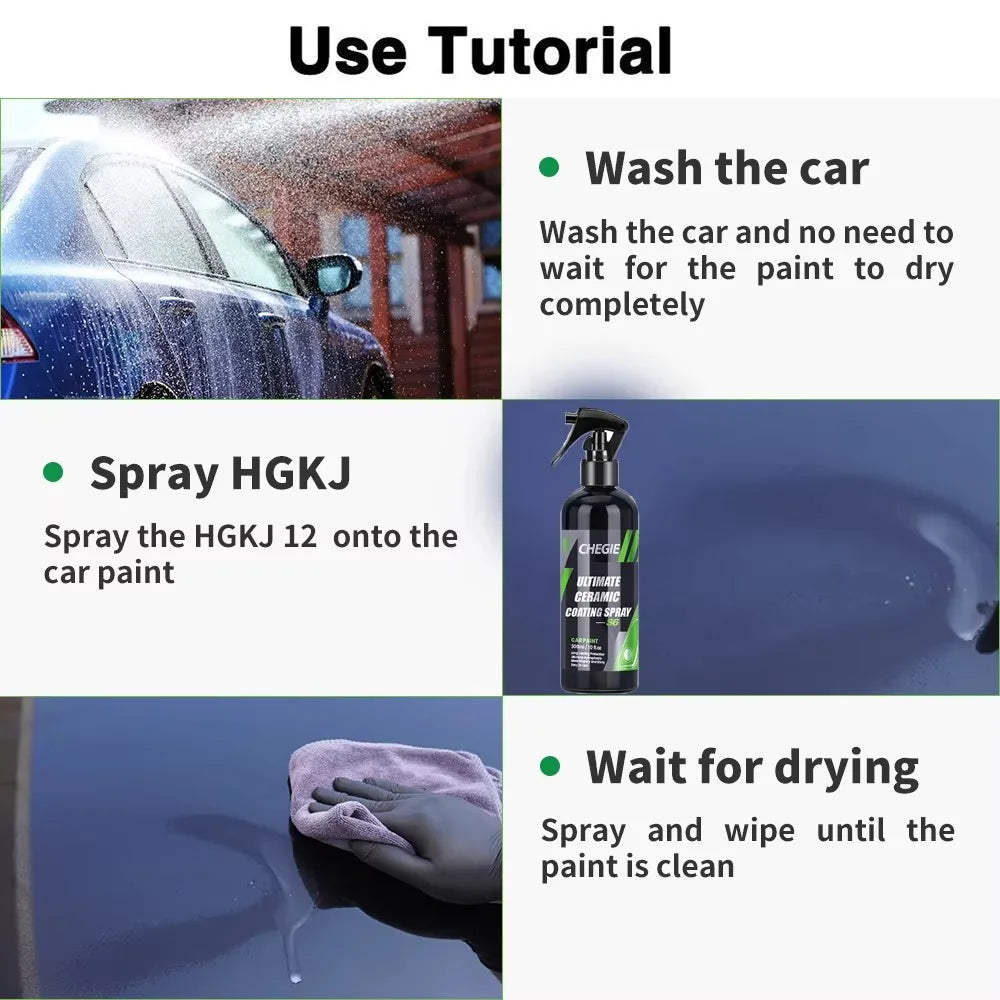 CHEGIT S6 Ultimate Keramikbeschichtungsspray, hydrophober Hochglanz-Lackschutz, 9H Nano Top, langanhaltendes Wachs, A...