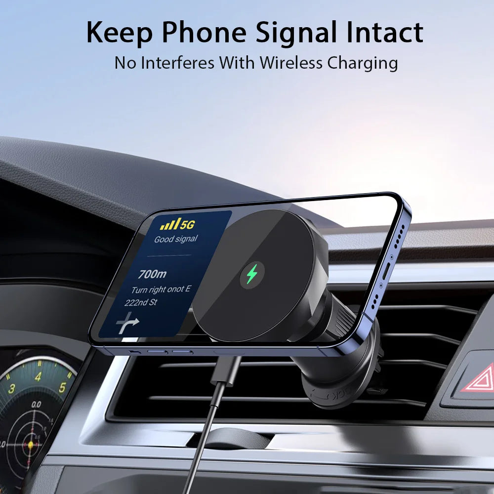 15 W magnetischer kabelloser Autotelefonhalter, verstellbar, 360 Grad, Autoladegerät für iPhone 16 15 14 13 12 Xiaomi...