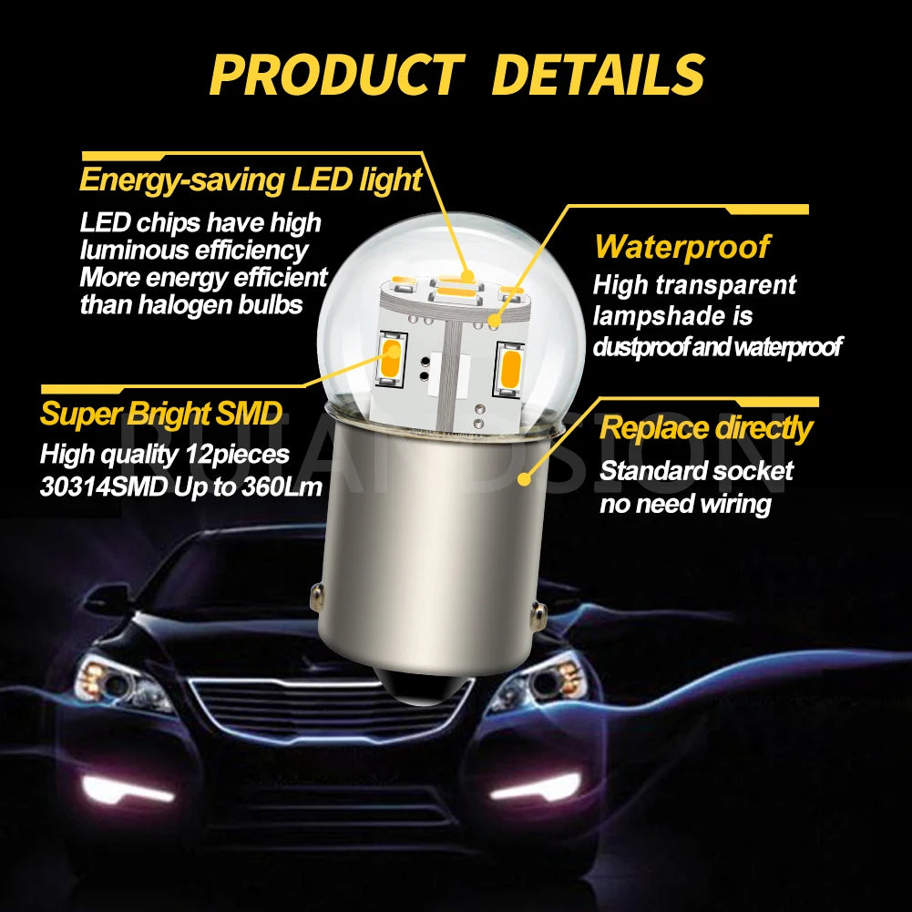 1156 BA15S LED 6V 12V 24V 48V P21W 1157 BAY15D – SwissGlanzGarage Ansicht 5