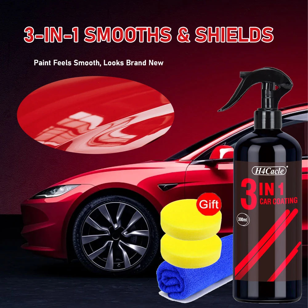 3-in-1 Auto-Keramik-Autobeschichtungs-Flüssigkeitsspray, Nanokristall-hydrophobe