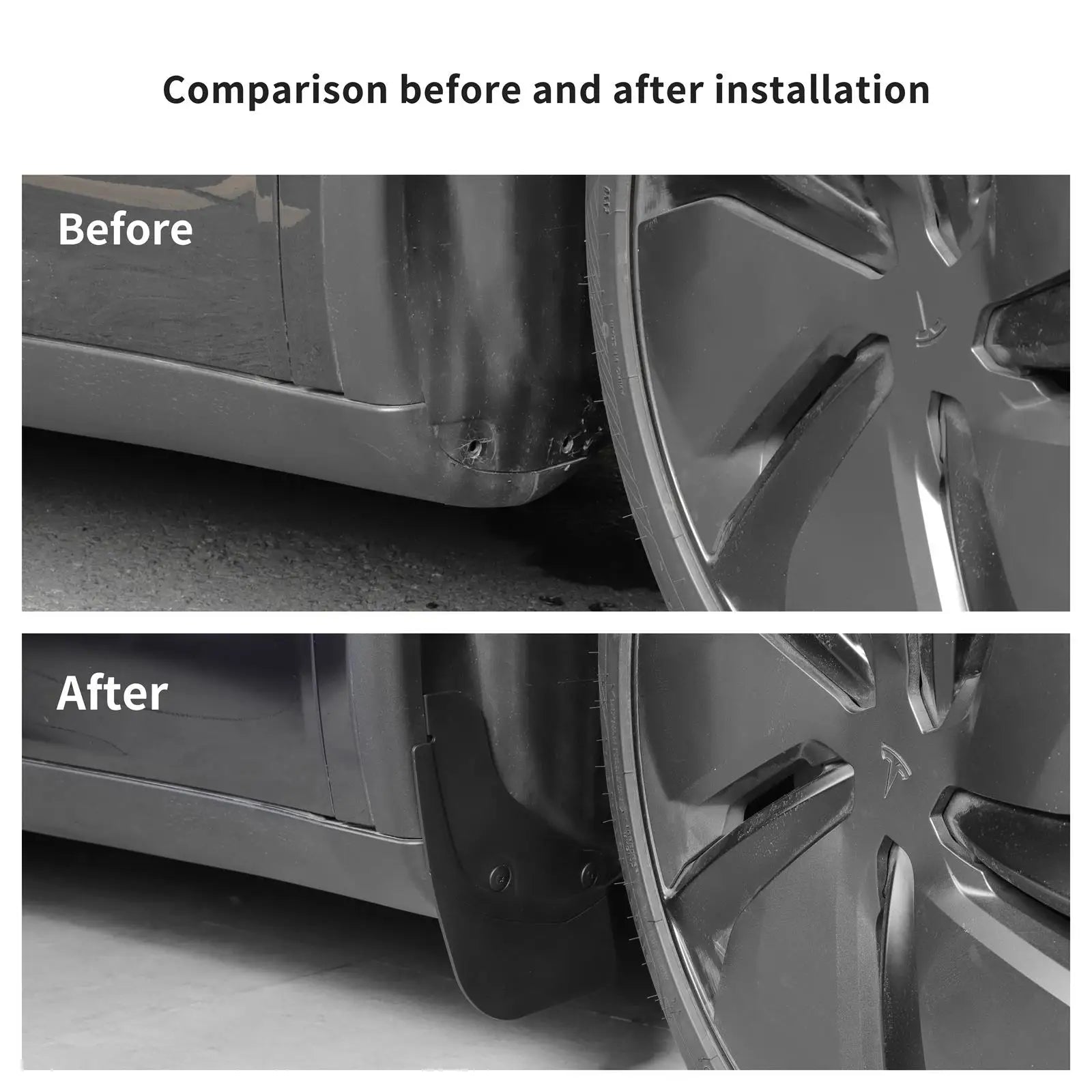 Mud Flaps Set für Tesla Model Y Juniper 2025 – SwissGlanzGarage Ansicht 2