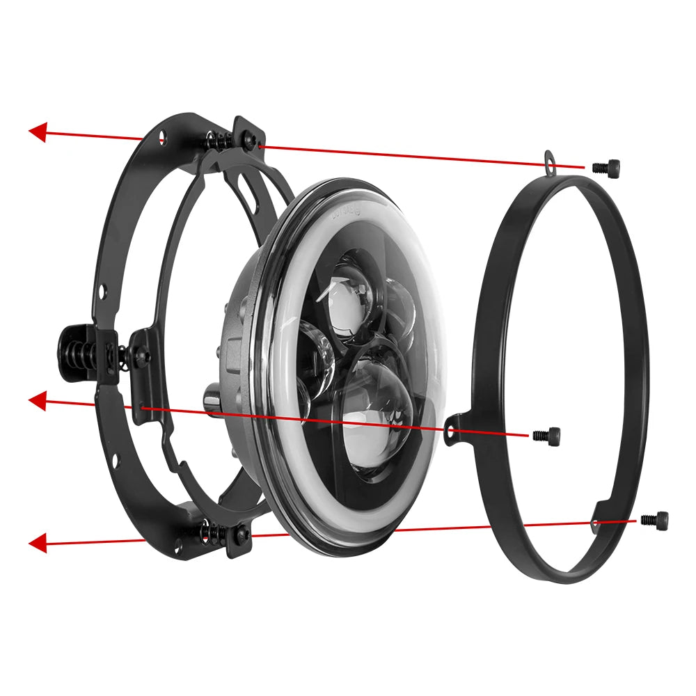 7 Zoll LED Scheinwerfer Halterung Rund – SwissGlanzGarage Ansicht 3