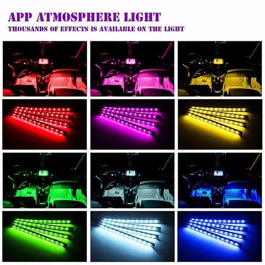 Neon LED Auto Innen Umgebungs Fuß Streifen Licht Kit Zubehör RGB