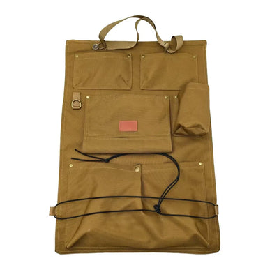 Mehrfach-Aufbewahrungsorganizer für Autositze aus Canvas-Material mit Flaschenhalter, Rückentaschen und Kinder-Kickmat