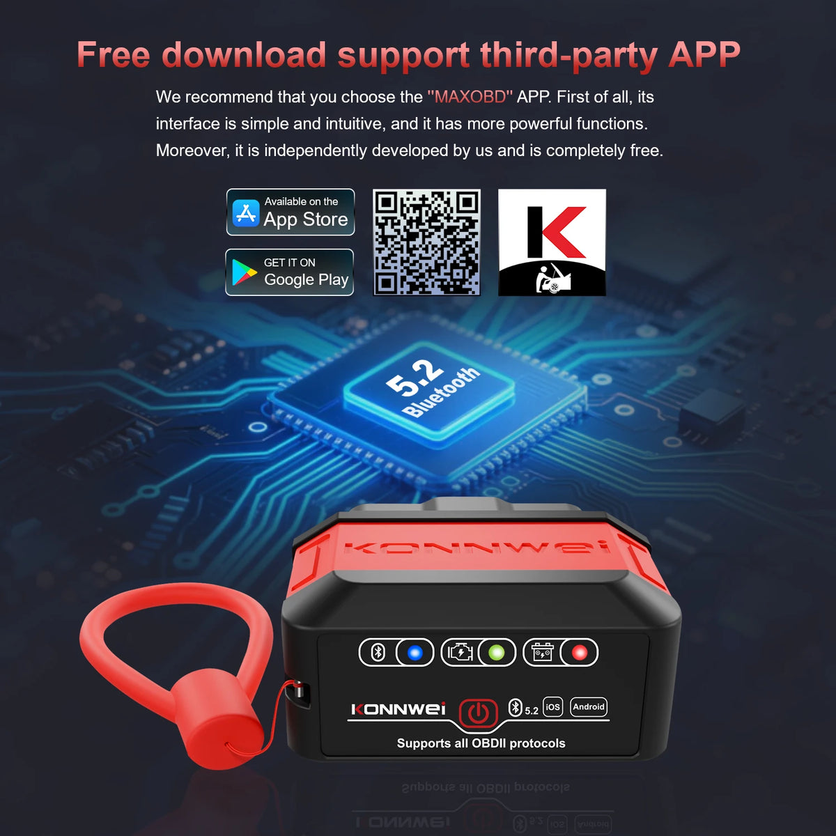 KONNWEI KW906 OBD2 Scanner Bluetooth 5.0 – SwissGlanzGarage Ansicht 3