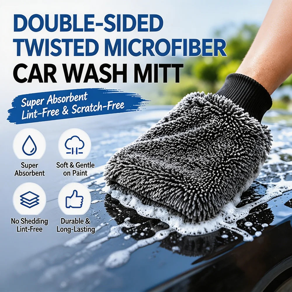 Autowaschhandschuh, doppelseitiger Mikrofaser-Chenille-Reinigungshandschuh, supe