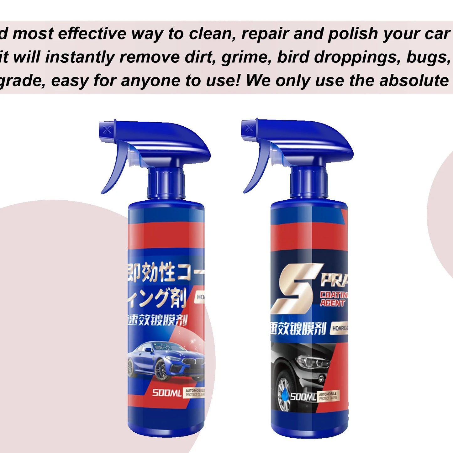 3-in-1 Auto-Keramikbeschichtungsspray 500ml Auto-Nano-Keramikbeschichtung Kratzerentferner für die Fahrzeugaußenhaut ...