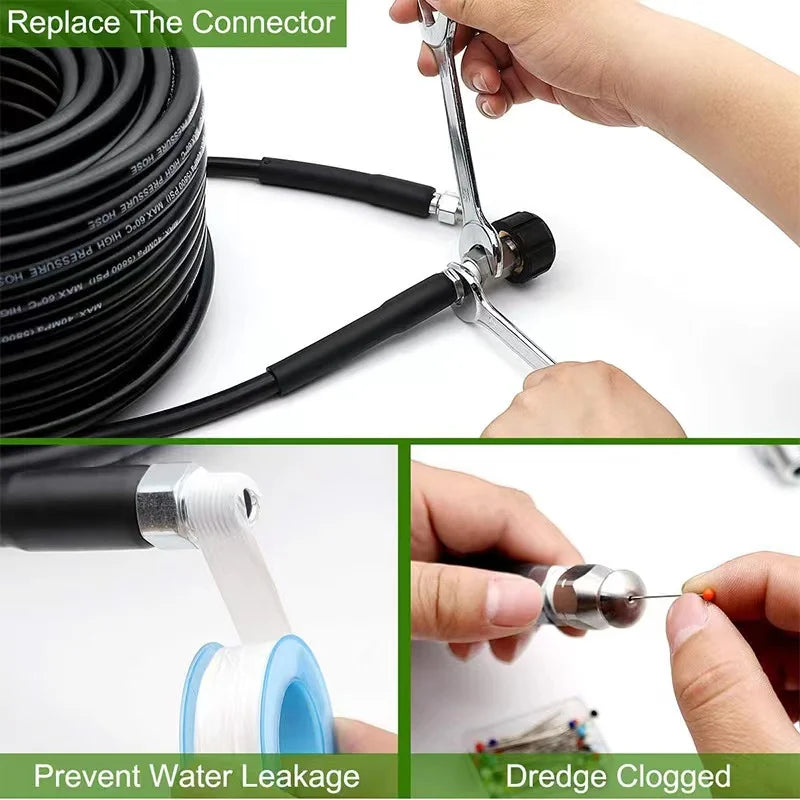 High Pressure Jet Washer Sewer Hose Cleaning Kit High Pressure Drainage Water Pipe Cleaner Sewer Drain Water Cleaning Ho