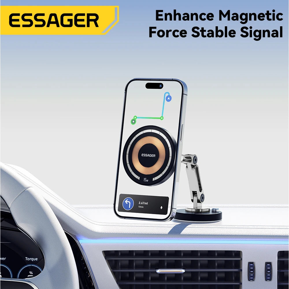 Essager Magnetisches kabelloses Ladegerät, Autotelefonhalter, 15 W, schnelles Aufladen, einfache Paste-Halterung, Stä...