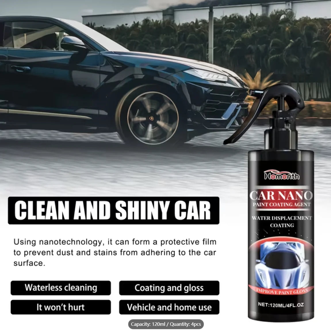 Neues Nano-Keramikbeschichtungsspray für Autos - Lackschutz, Flecken- und Ölentfernung, Glanzverstärker für alle Fahr...