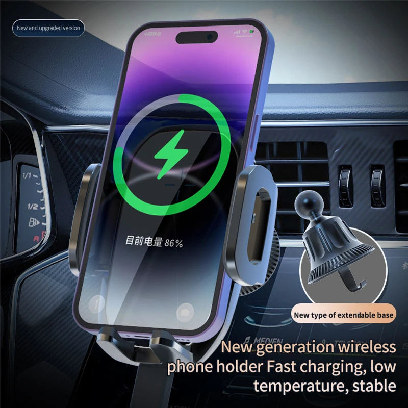 2025 15W Kfz-Wireless-Ladegerät mit Schwerkraft-Lüftungshalterung für Mobiltelefone