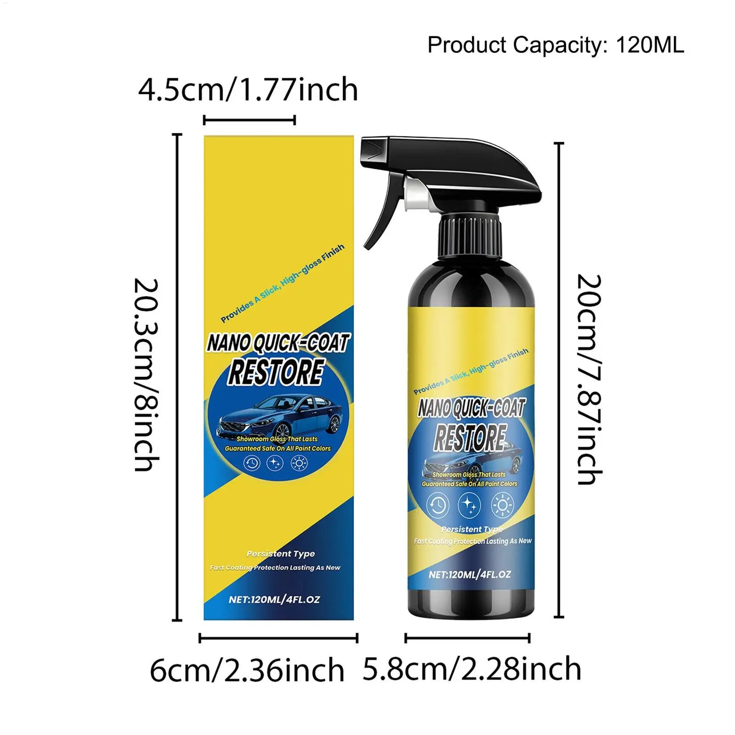 120ml Auto-Keramikbeschichtungsspray Nano-Versiegelung Schnellpflegespray für Autodetailing mit Hochglanz-Schutzschic...