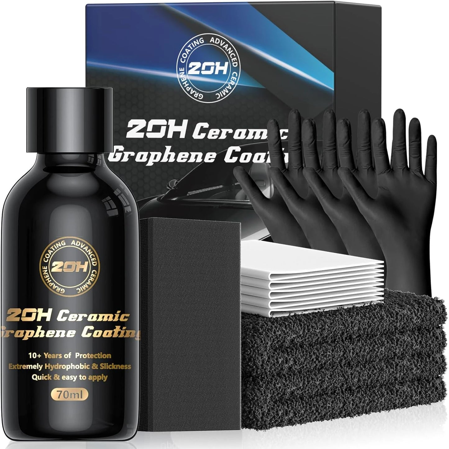 20H Professionelle Graphen-Keramikbeschichtung für Autos 10+ Jahre Schutz Hydrophob Kratzfest UV-Beständig Hochglanz-...