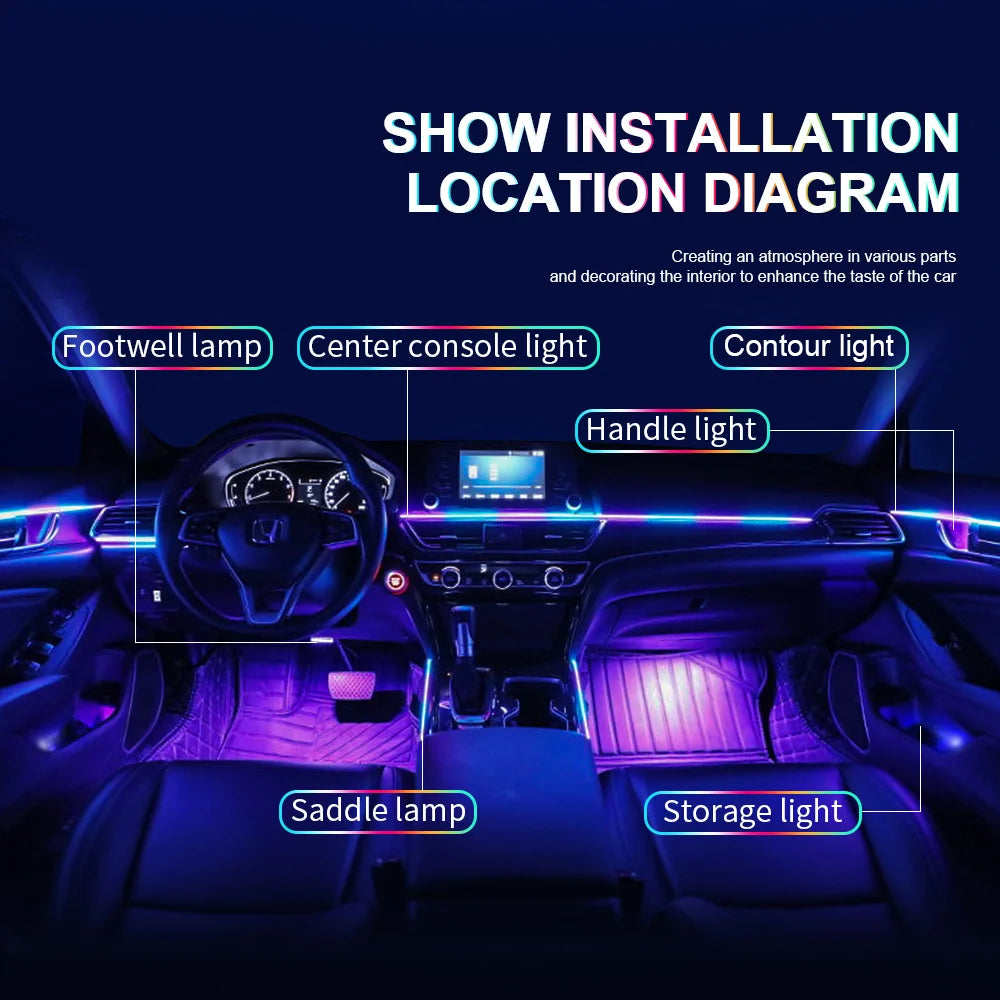 Auto Innenraum LED Streifen Atmosphären Lampe – SwissGlanzGarage Ansicht 2