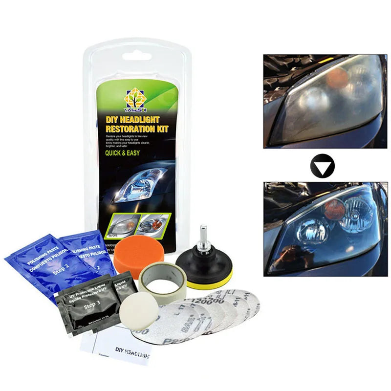 Scheinwerfer-Restaurierungsset, DIY-Autoscheinwerfer-Reparatur- und Reinigungsse
