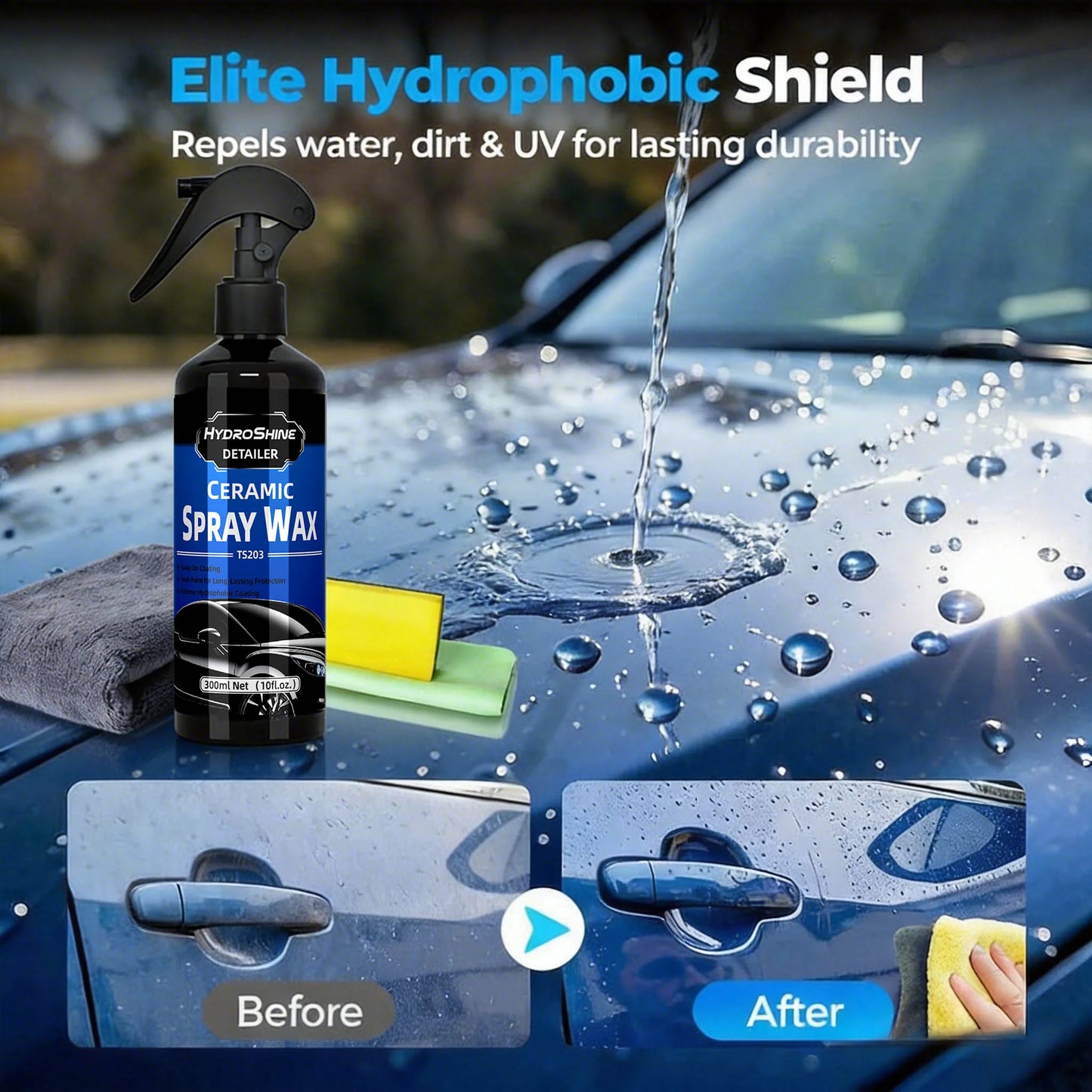 Hydroshine Detailer Keramikbeschichtung Sprühwachs Kristall-Polierflüssigkeit Langanhaltender Schutz Hydrophobe Detai...
