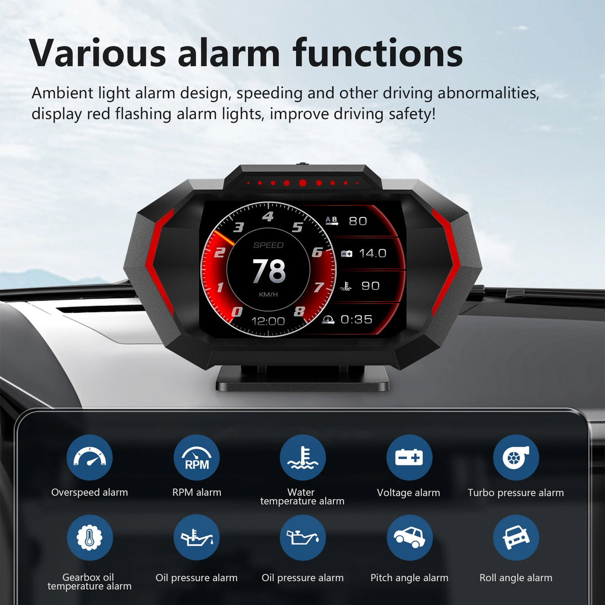 OBD2 + GPS HUD P24 Digital Geschwindigkeitsmesser – SwissGlanzGarage Ansicht 4