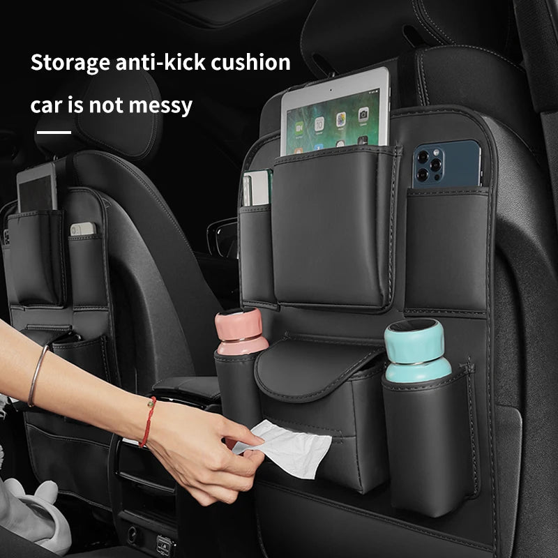 Auto Rücksitz Organizer Aufbewahrung tasche Leder Anti-Kick-Pad volle