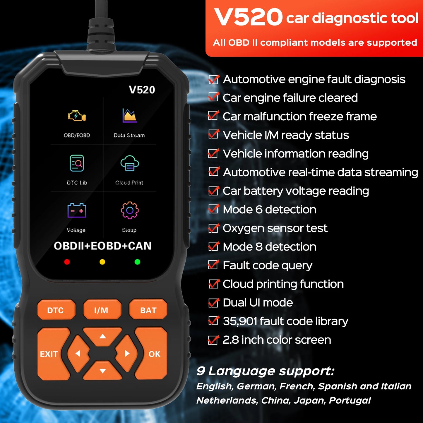 OBD2-Diagnosegerät V520 – SwissGlanzGarage Ansicht 3