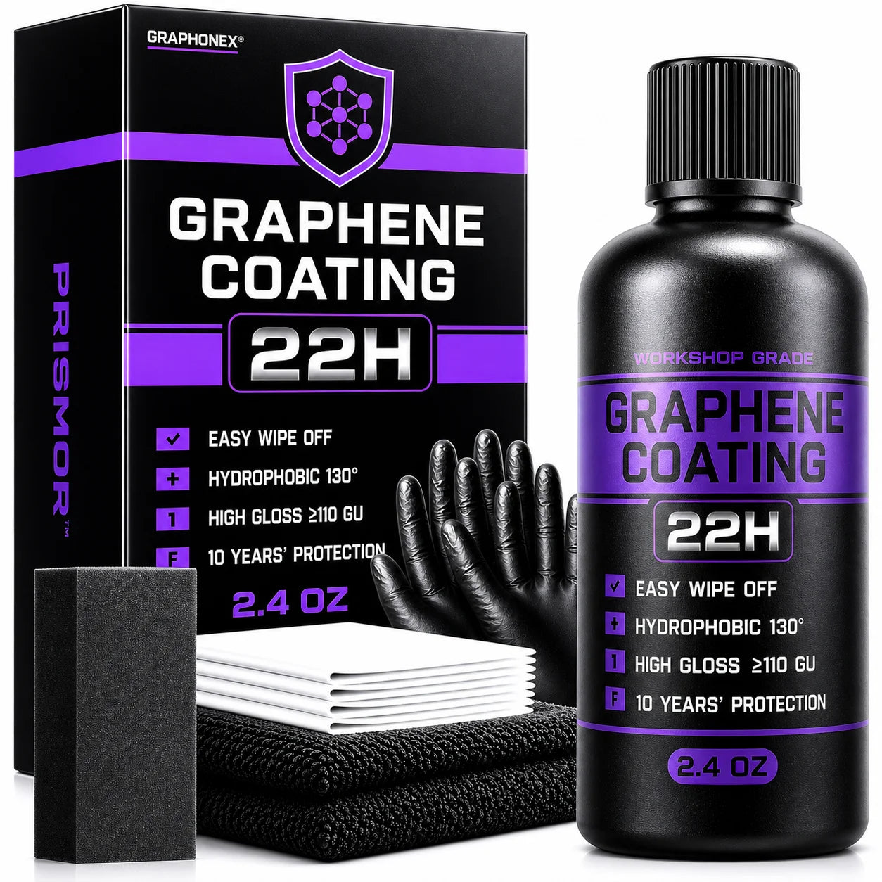 Graphen-Keramikbeschichtung 22H – Hydrophobe Autolack-Schutzbeschichtung mit Kratzerreparatur und Hochglanz