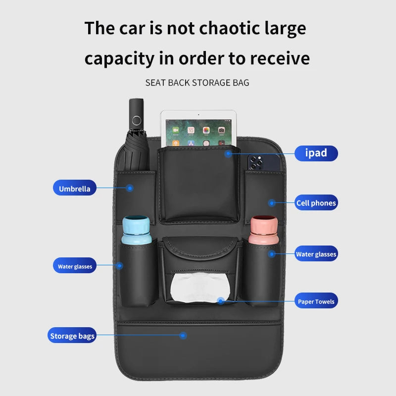Auto Rücksitz Organizer Aufbewahrung tasche Leder Anti-Kick-Pad volle