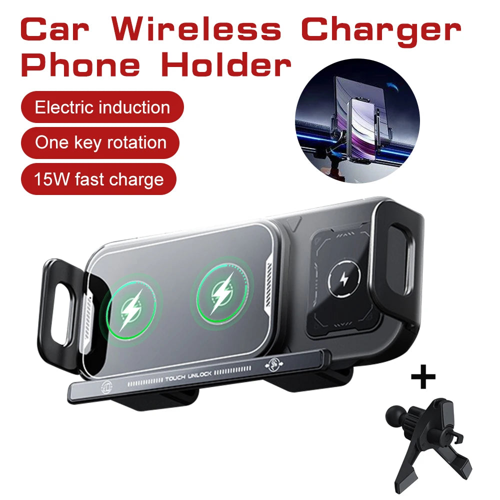 Auto Drahtlose Ladegerät Telefon Halter 2IN1 Touch Drehen Ständer Universal Auto Telefon Halterung Schnelle Lade Für ...