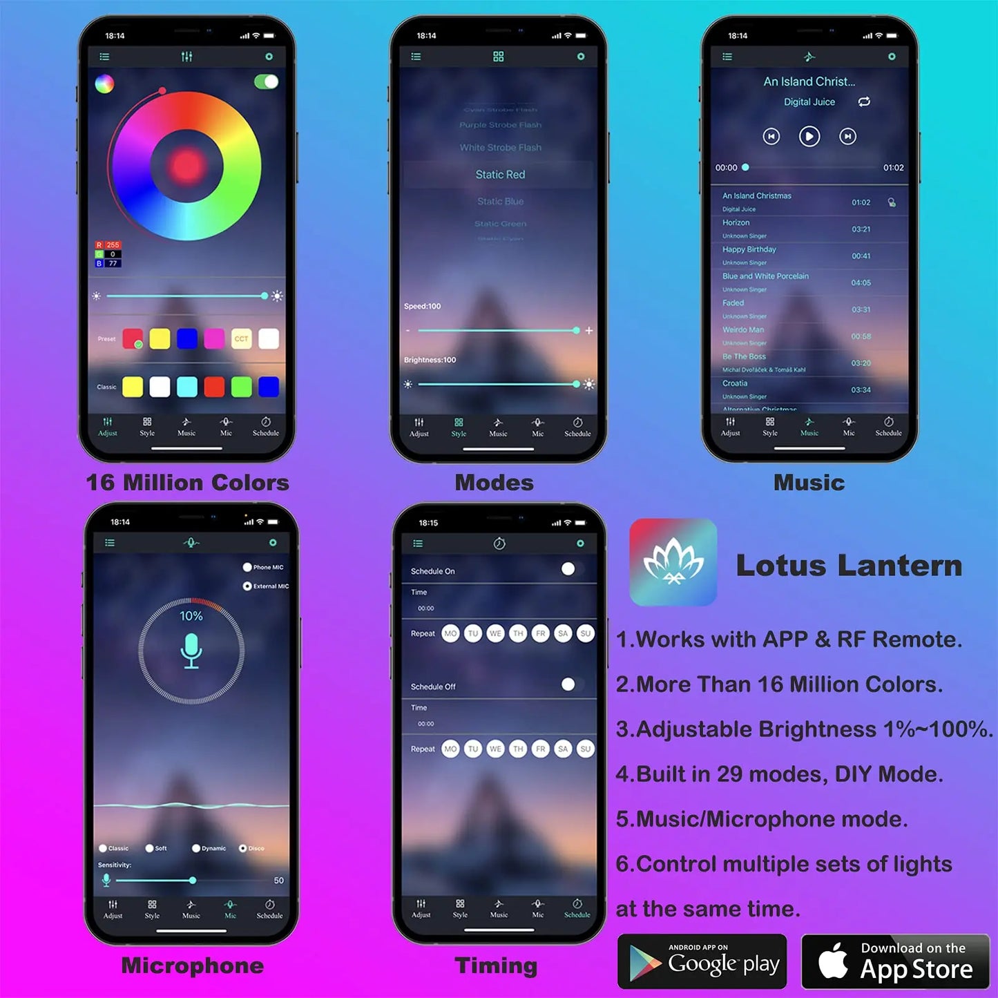 LED Auto Innenraum Umgebungs streifen Lichter RGB Glasfaser Atmosphäre Neon beleuchtung Kit mit App Fernbedienung Aut...