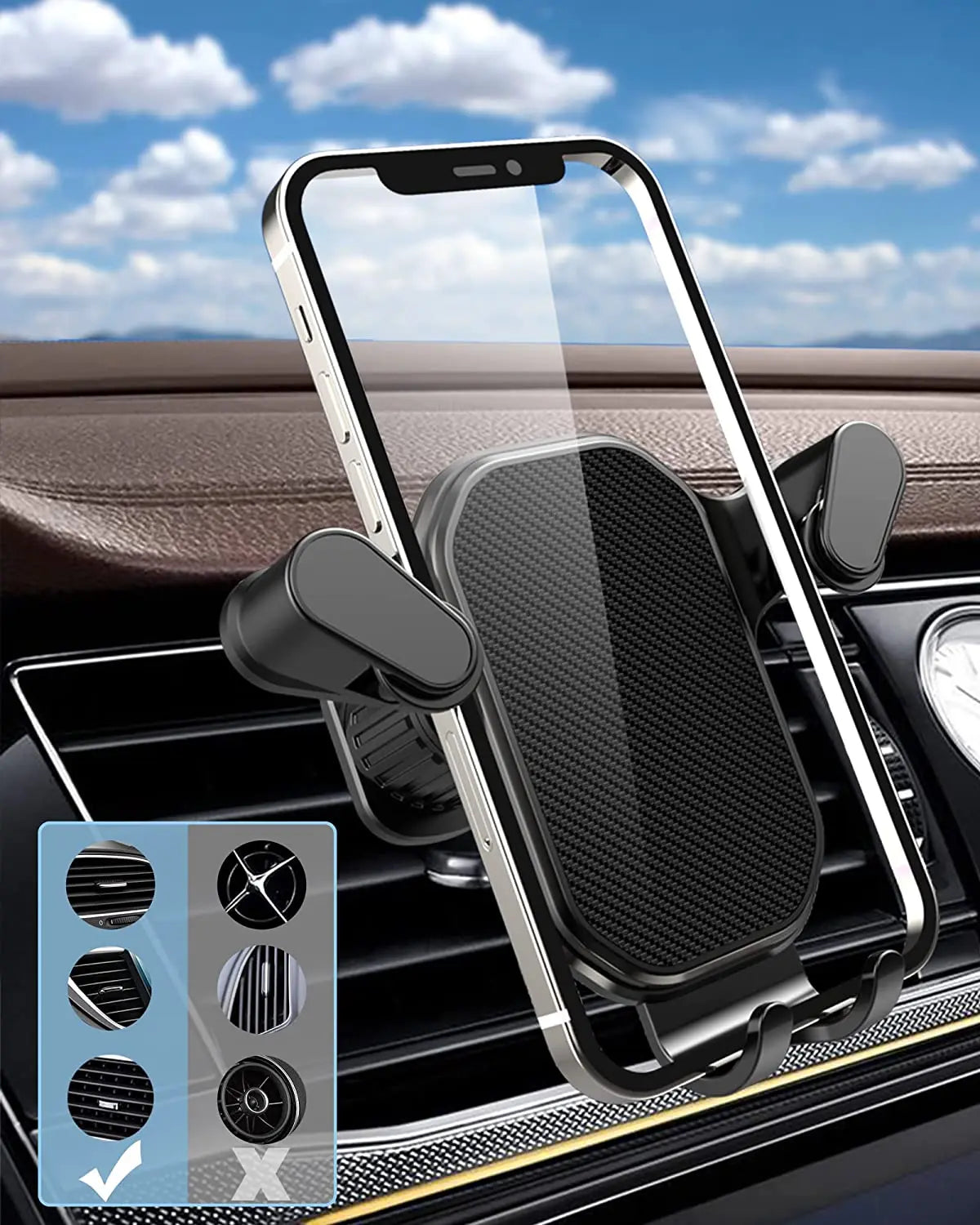 Schwerkraft-Auto-Handyhalterung für Lüftungsschlitze 360° ° Rotierende Anti-Shake Universalhalterung für iPhone 17 16...
