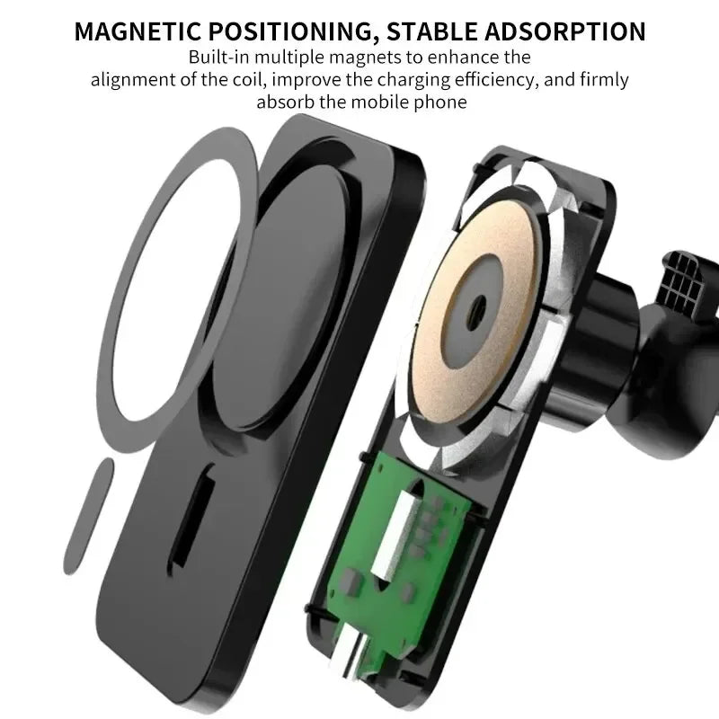Magnetischer Autotelefonhalter, kabelloses Ladegerät, Lüftungsschlitzhalterung, schnelles Aufladen für iPhone 15 14 1...