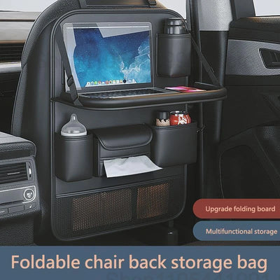 Faltbarer Auto-Rücksitz-Organizer mit Tischplatte, Auto-Rücksitzablage mit Touchscreen-Handyhalter, Aufbewahrungstasc...