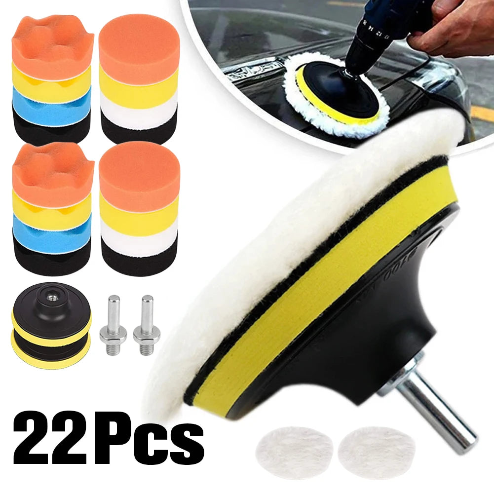 22-teiliges 3-Zoll-Schaumstoff-Pad-Puffer-Set, wiederverwendbares Auto-Polierpad