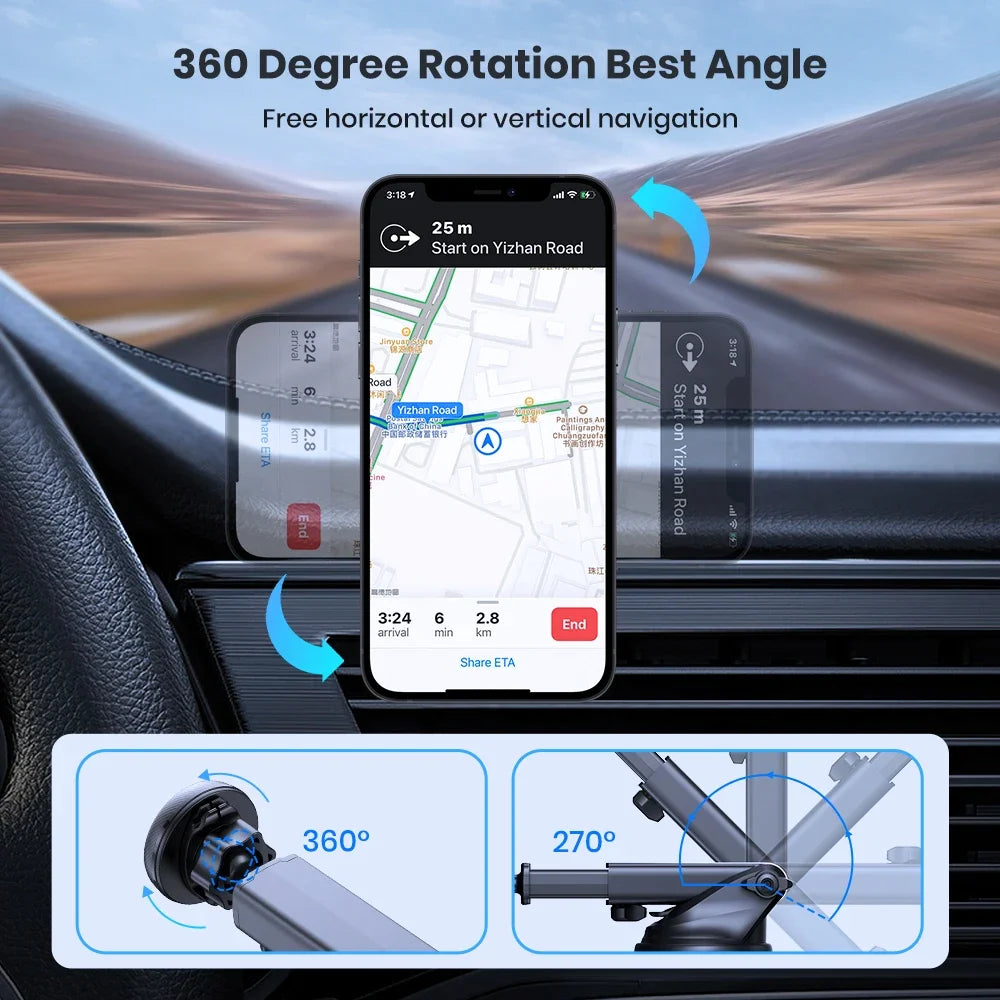 TOPK Magnetische Auto-Handyhalterung für Windschutzscheibe und Armaturenbrett, [Starke Saugkraft], verstellbarer lang...