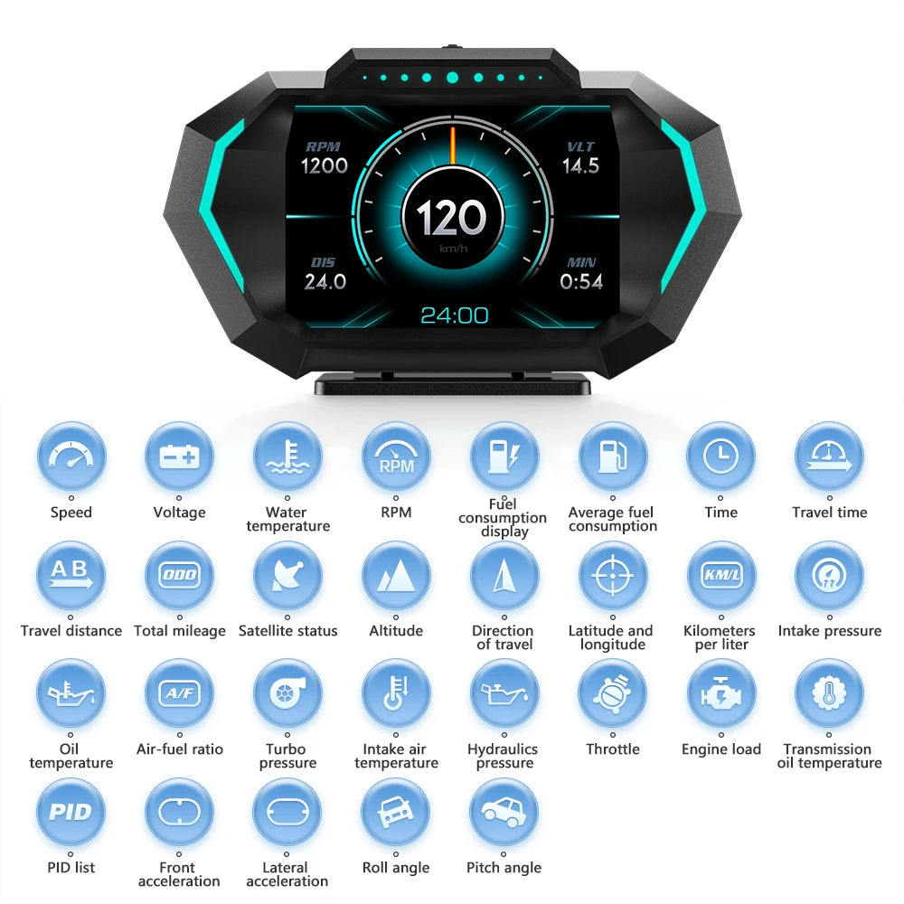 OBD2 + GPS HUD P24 Digital Geschwindigkeitsmesser – SwissGlanzGarage Ansicht 3