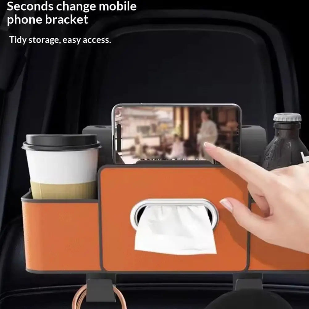 Auto-Rücksitz-Organizer Multifunktionale Aufbewahrungsbox mit Getränkehalter Taschentuchhalter & Handyhalterung Unive...